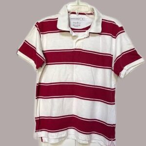 Classic Red & White Striped Polo – Seattle Cotton (Boys XL)